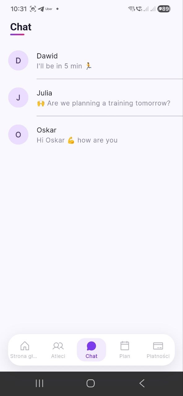 Athliko Coach - Chat z podopiecznymi